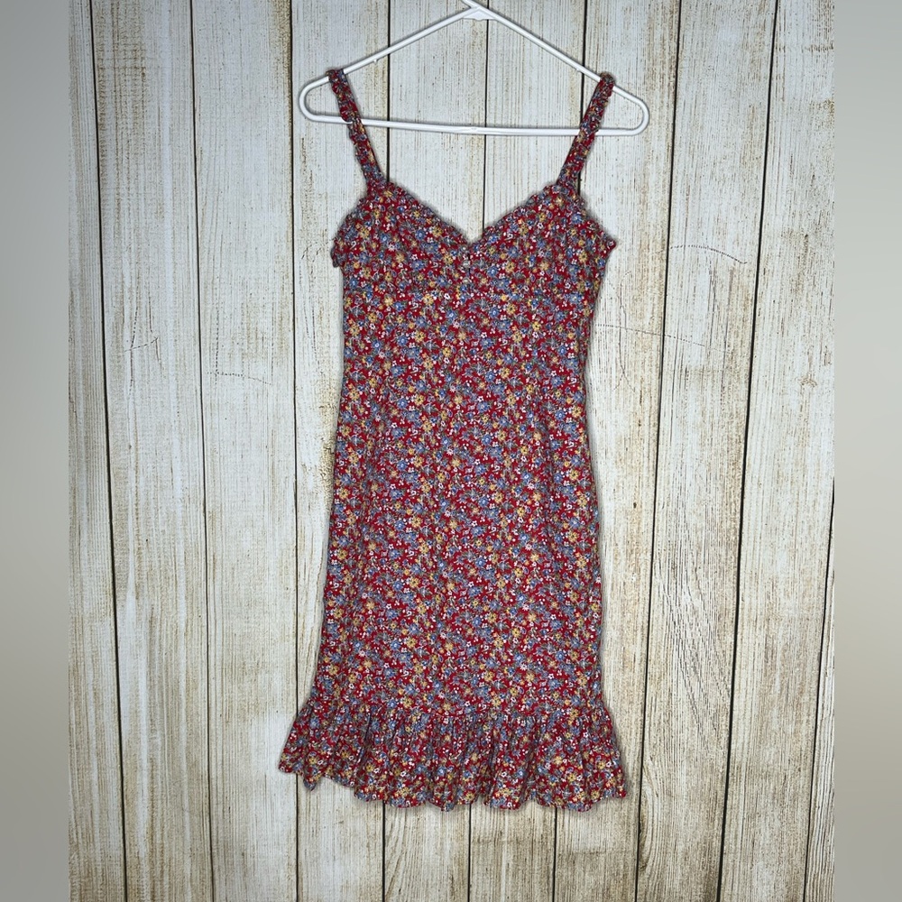 Ralph Lauren Floral Mini Dress - Red and Yellow Ditsy Vintage Size 0